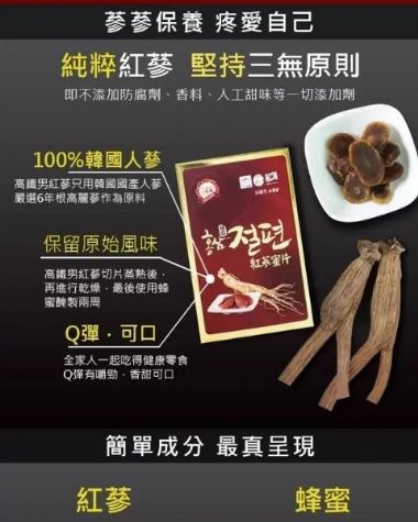 《高鐵男》高麗紅蔘蜜片20gx5入 韓國原裝進口